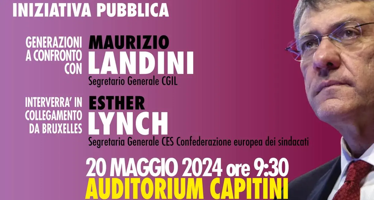 Lunedì 20 maggio iniziativa a Perugia 'Per un’Europa dei diritti e del lavoro. Riconquistare un nuovo statuto dei lavoratori'. Partecipa Landini