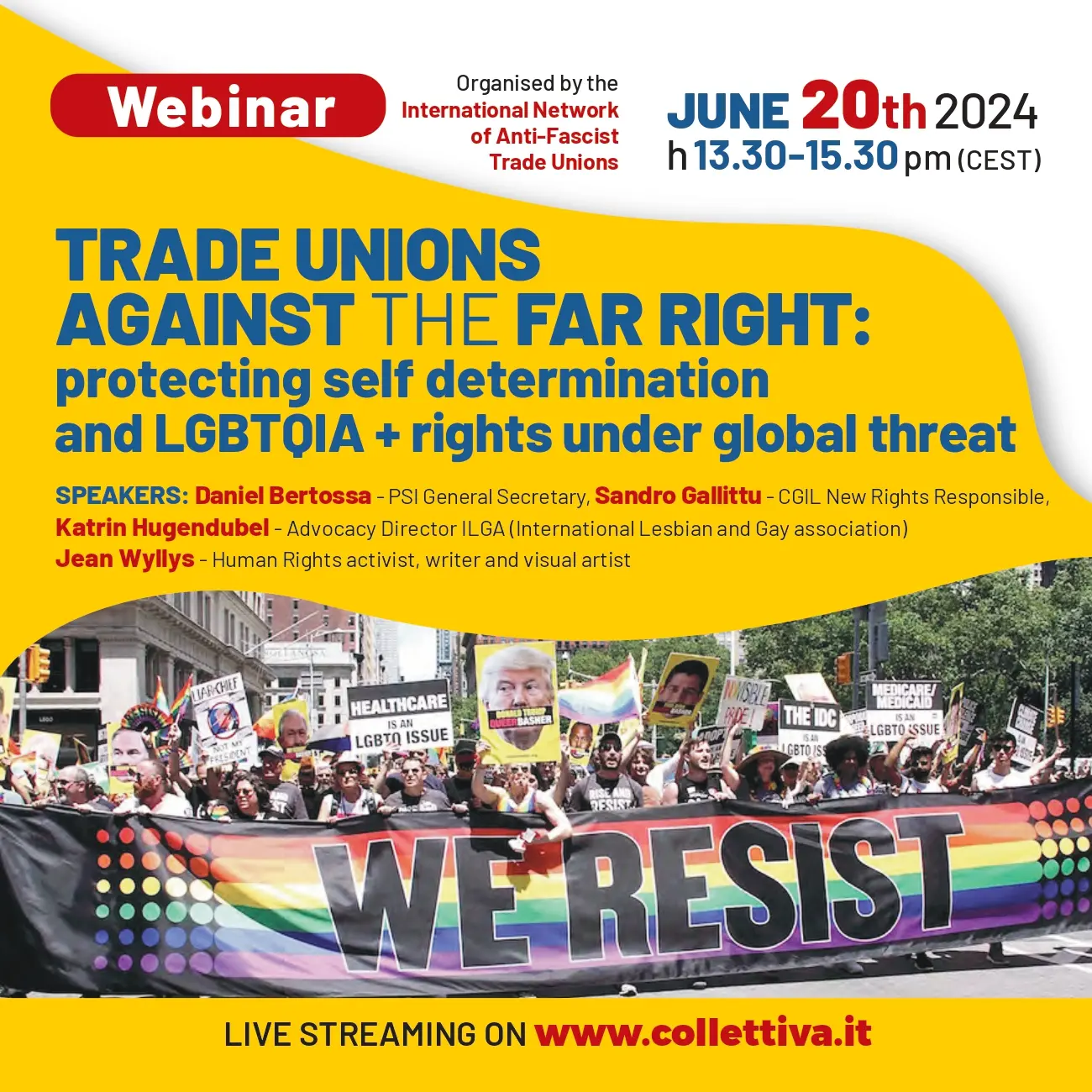 Il 20 giugno webinar ‘Sindacati contro l'estrema destra: proteggere l'autodeterminazione e i diritti LGBTQIA+ sotto attacco globale’