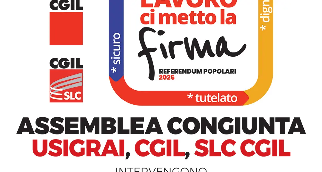 Referendum su Lavoro: domani a Roma iniziativa Usigrai, Cgil, Slc