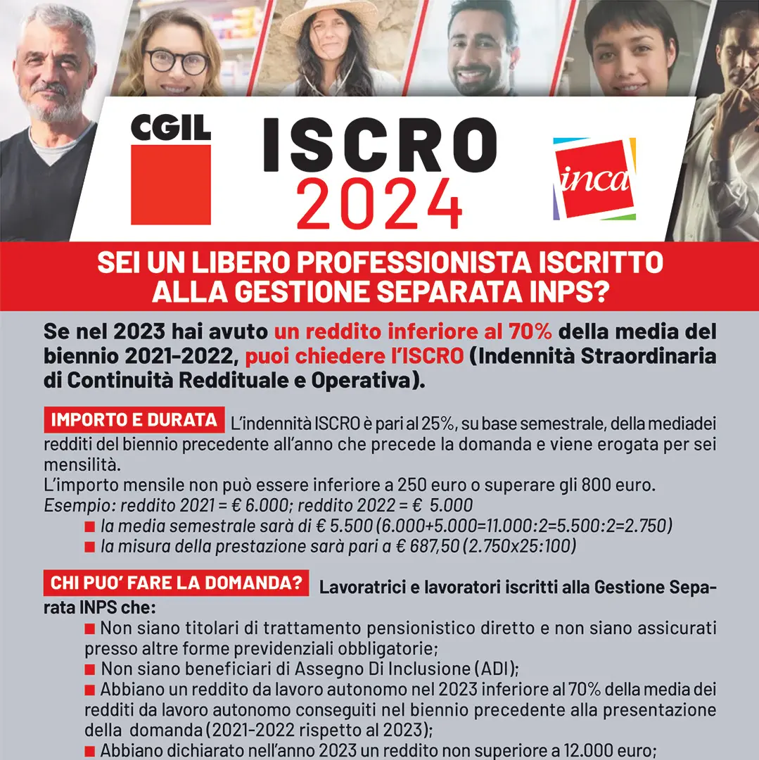 ISCRO 2024: Cgil e Inca, sei un libero professionista iscritto alla gestione separata Inps?