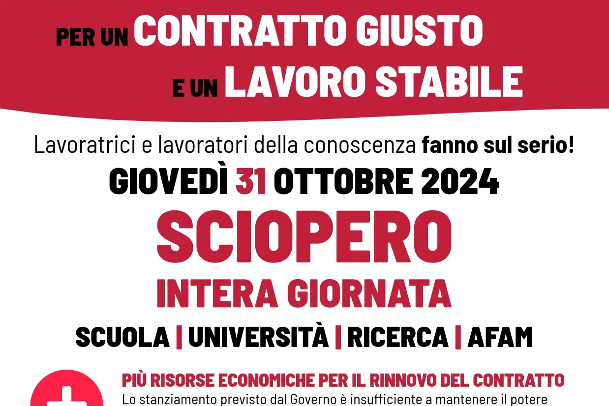 La FLC CGIL chiama allo sciopero la Scuola, l'Università, la Ricerca e l'AFAM il 31 ottobre