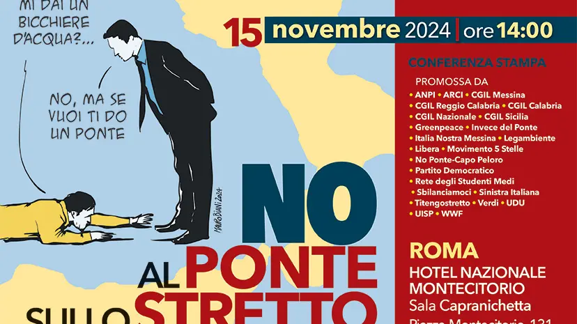 Infrastrutture: 15 novembre conferenza stampa Cgil, associazioni e partiti “NO al ponte sullo Stretto”