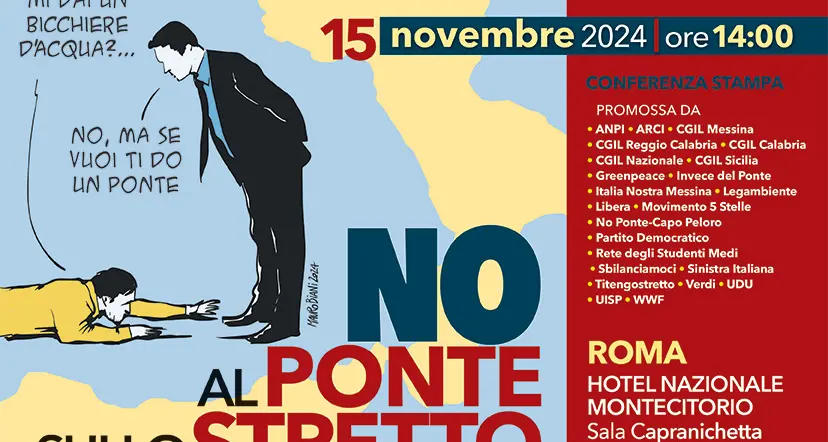 Infrastrutture: 15 novembre conferenza stampa Cgil, associazioni e partiti “NO al ponte sullo Stretto”