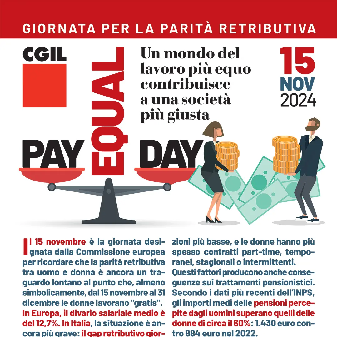Equal pay day, 15 novembre giornata per la parità retributiva