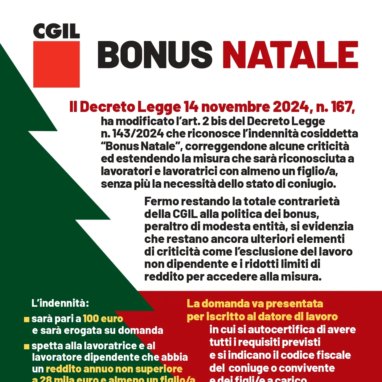 Bonus Natale – Volantino Cgil