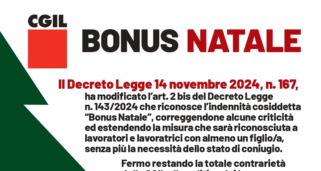 Bonus Natale – Volantino Cgil