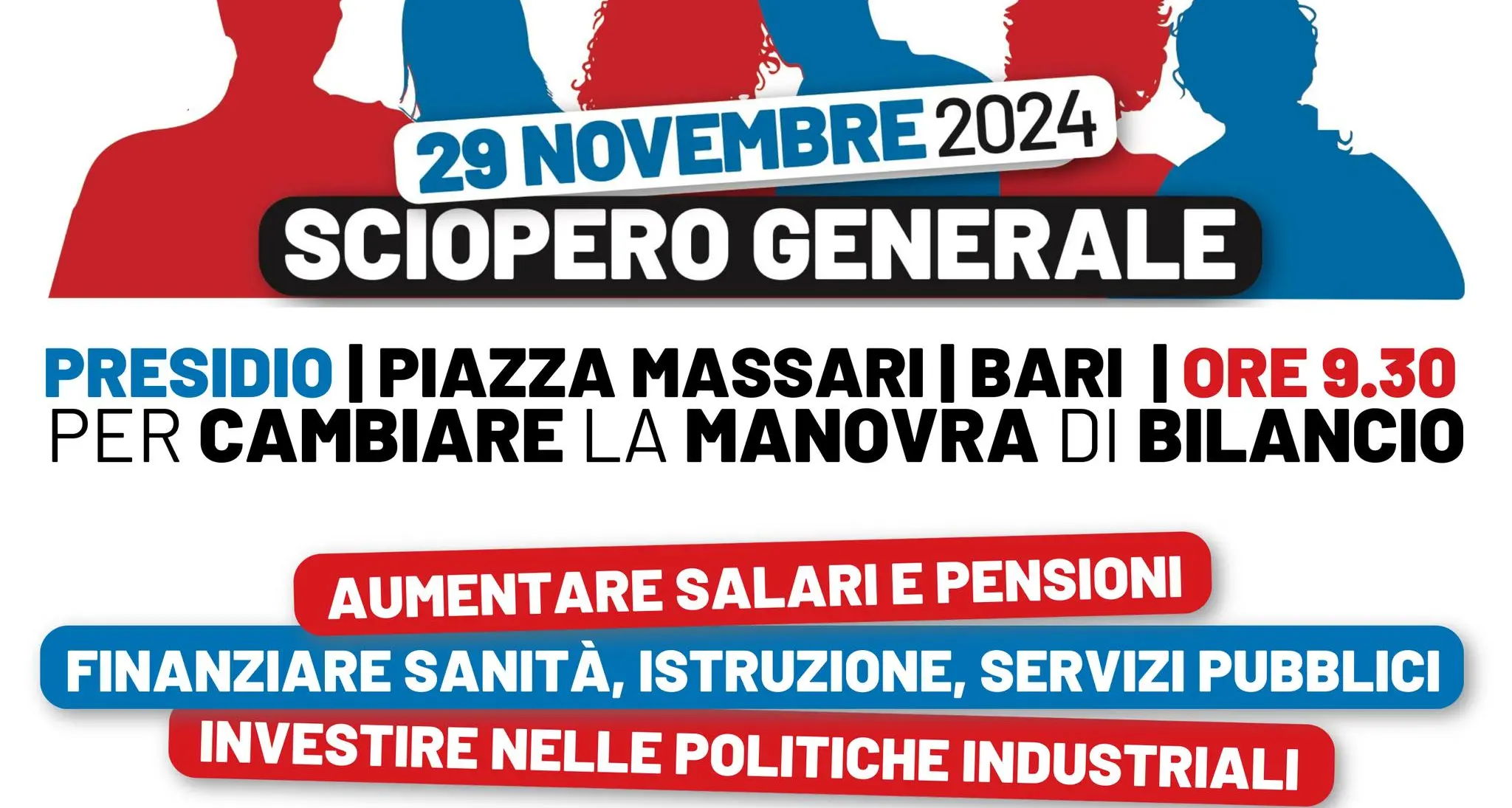 Cgil e Uil sciopero generale per cambiare la manovra di bilancio - Manifestazione provinciale a Bari