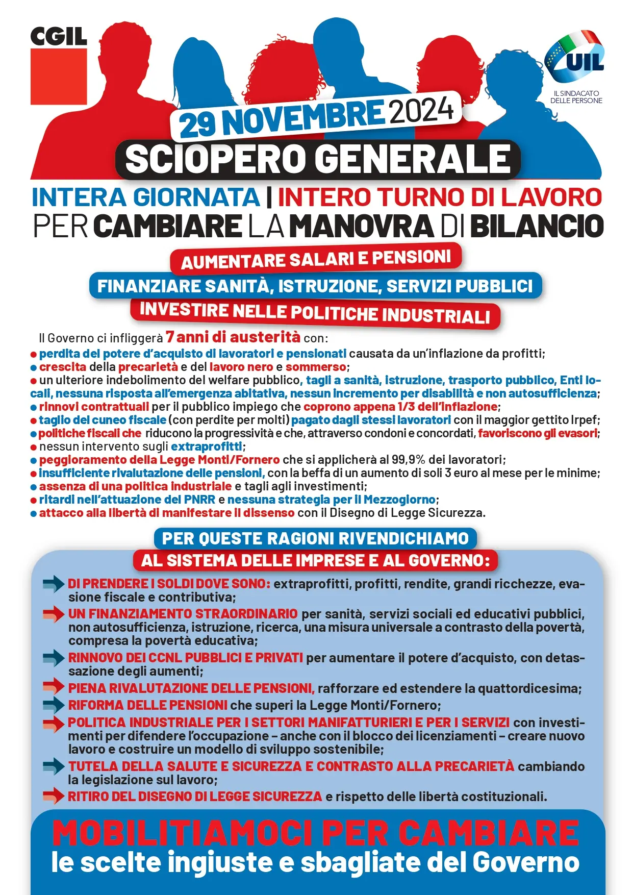 Cgil E Uil, Sciopero Generale Di 8 Ore, Venerdì 29 Novembre, Per ...