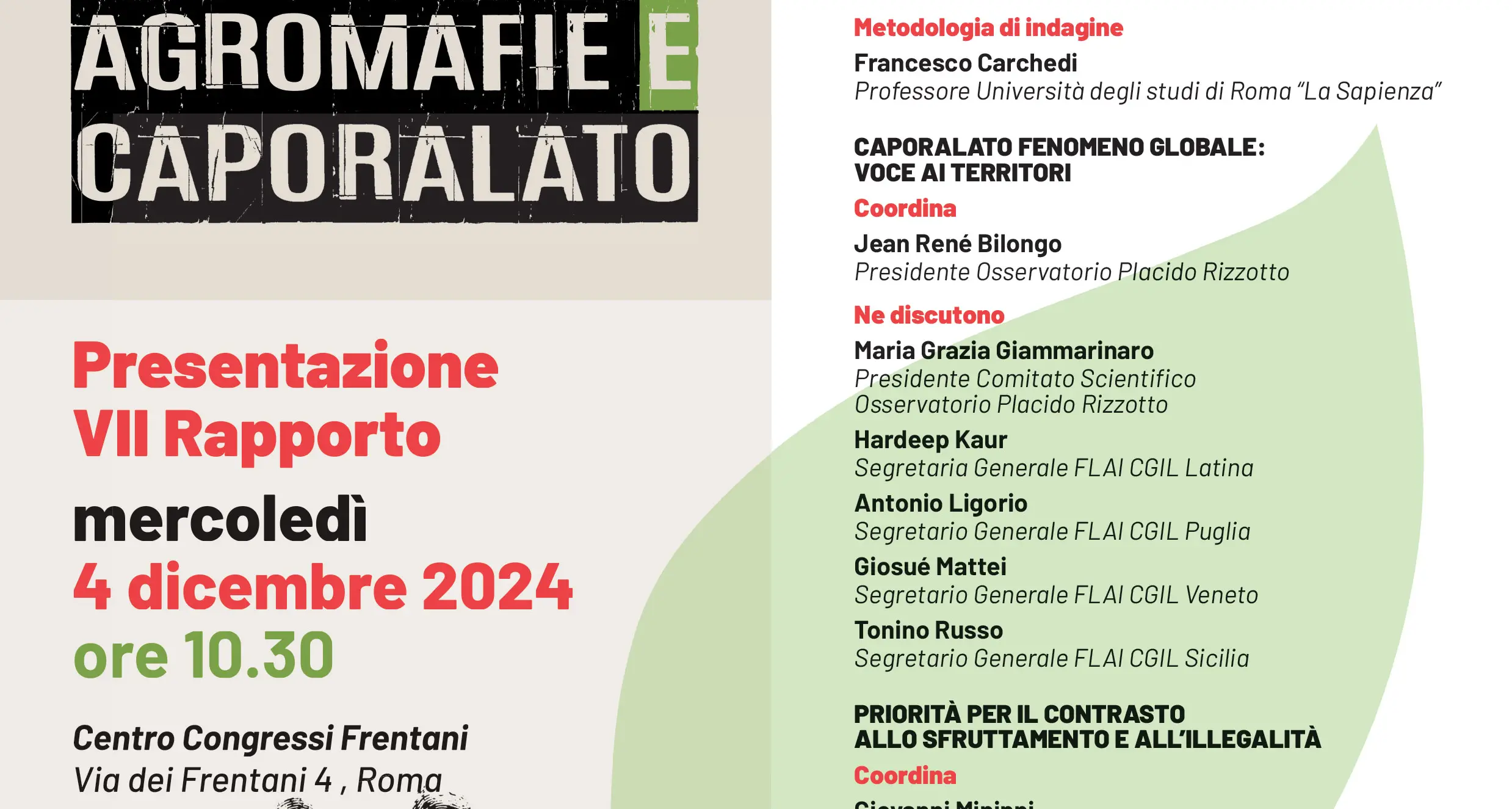 Presentazione del VII rapporto su ‘Agromafie e caporalato’