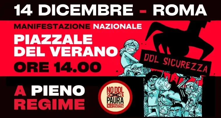 ‘A pieno regime’, sabato 14 dicembre Cgil partecipa a manifestazione nazionale a Roma contro Ddl sicurezza