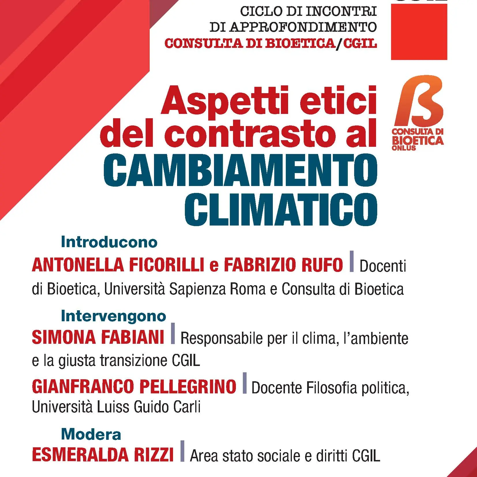 Aspetti etici del contrasto al cambiamento climatico, mercoledì 29 gennaio iniziativa in Cgil