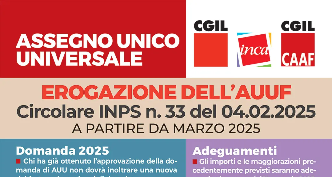 Assegno Unico Universale: erogazione dell’AUUF, Circolare INPS n. 33 del 4 febbraio 2025 a partire da marzo 2025