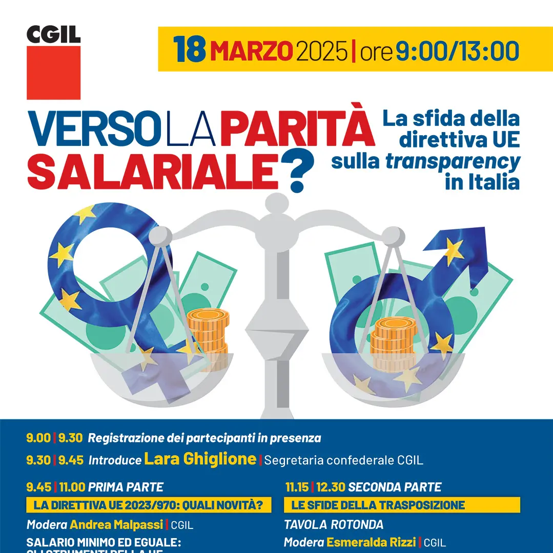 Convegno CGIL sulla Gender Pay Transparency: la sfida della Direttiva UE e il ruolo della contrattazione