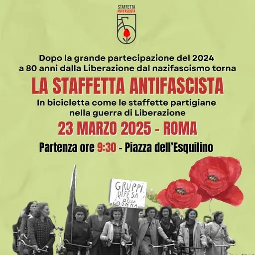 Staffetta Antifascista: domenica 23 marzo a Roma in bicicletta come le staffette partigiane