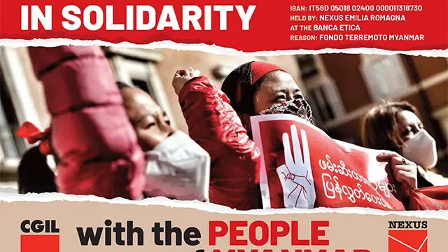 Solidarity with the people of Myanmar: CGIL launches fundraising campaign for humanitarian aid