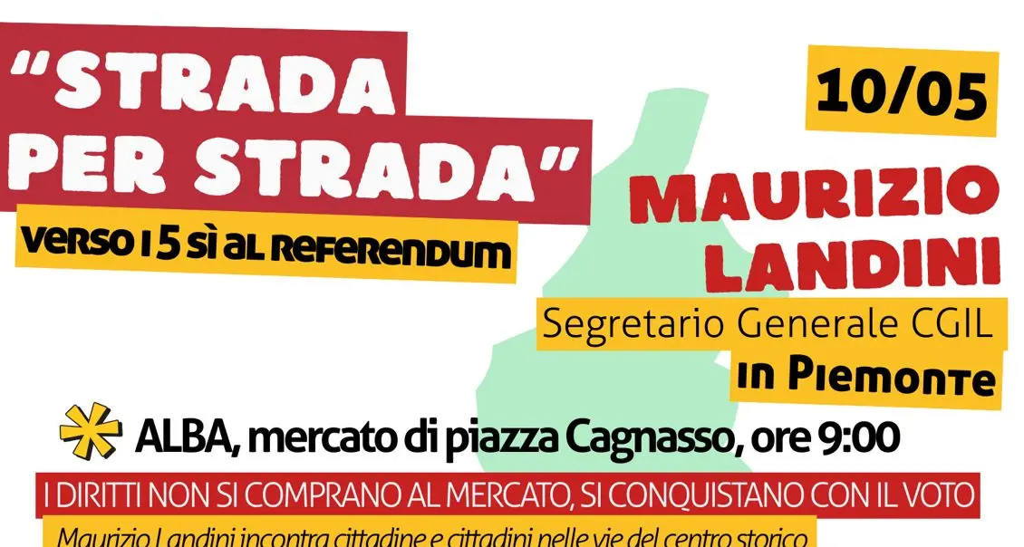 ‘Strada per strada’ verso i 5 sì al referendum. Maurizio Landini in Piemonte