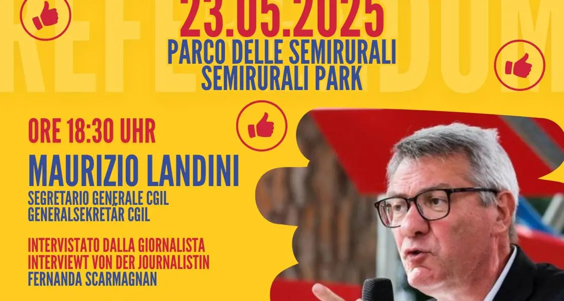 Referendum 8 e 9 giugno: iniziativa con Landini a Bolzano