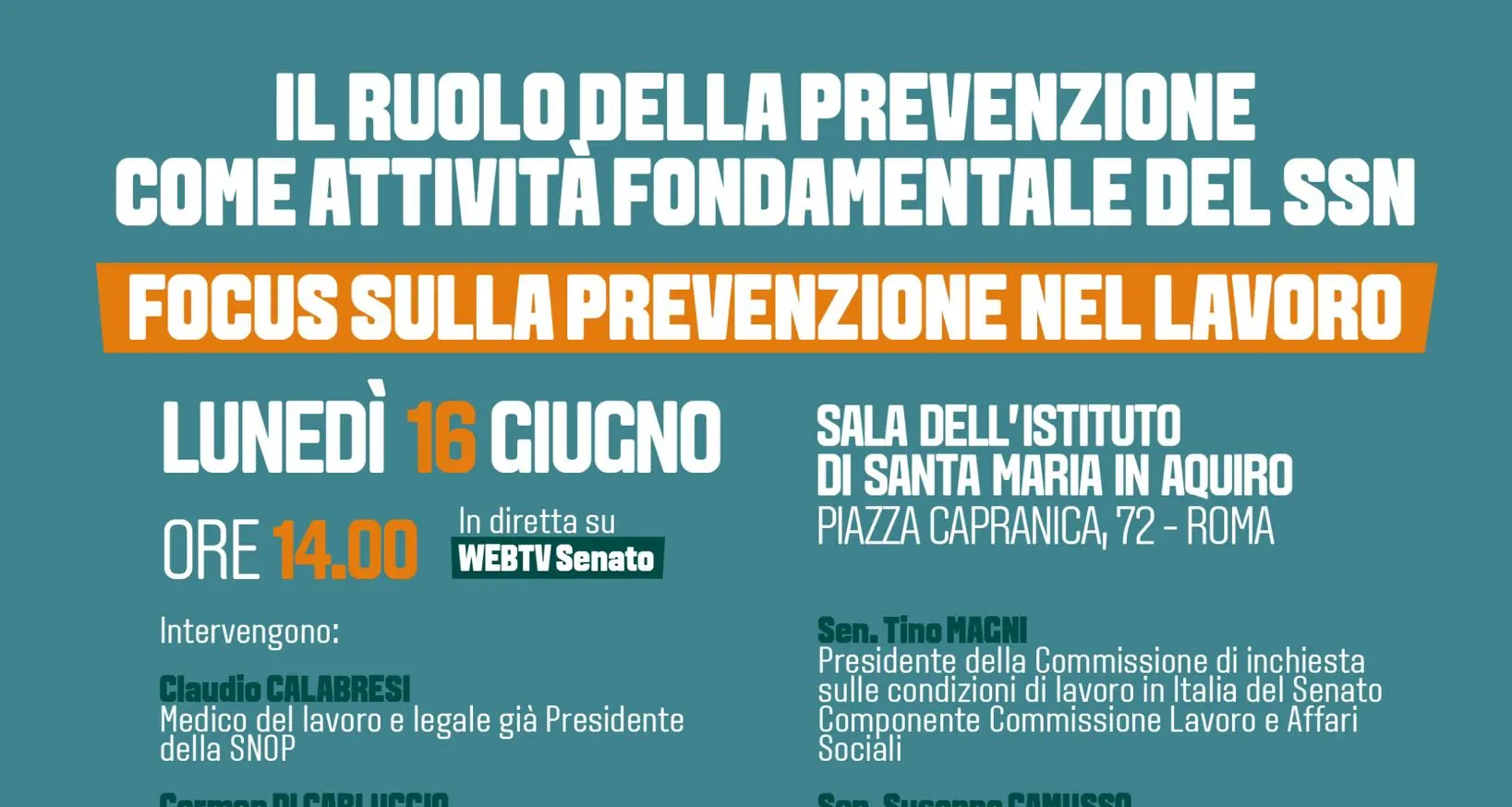 Il ruolo della prevenzione come attività fondamentale del SSN – Focus sulla prevenzione nel lavoro