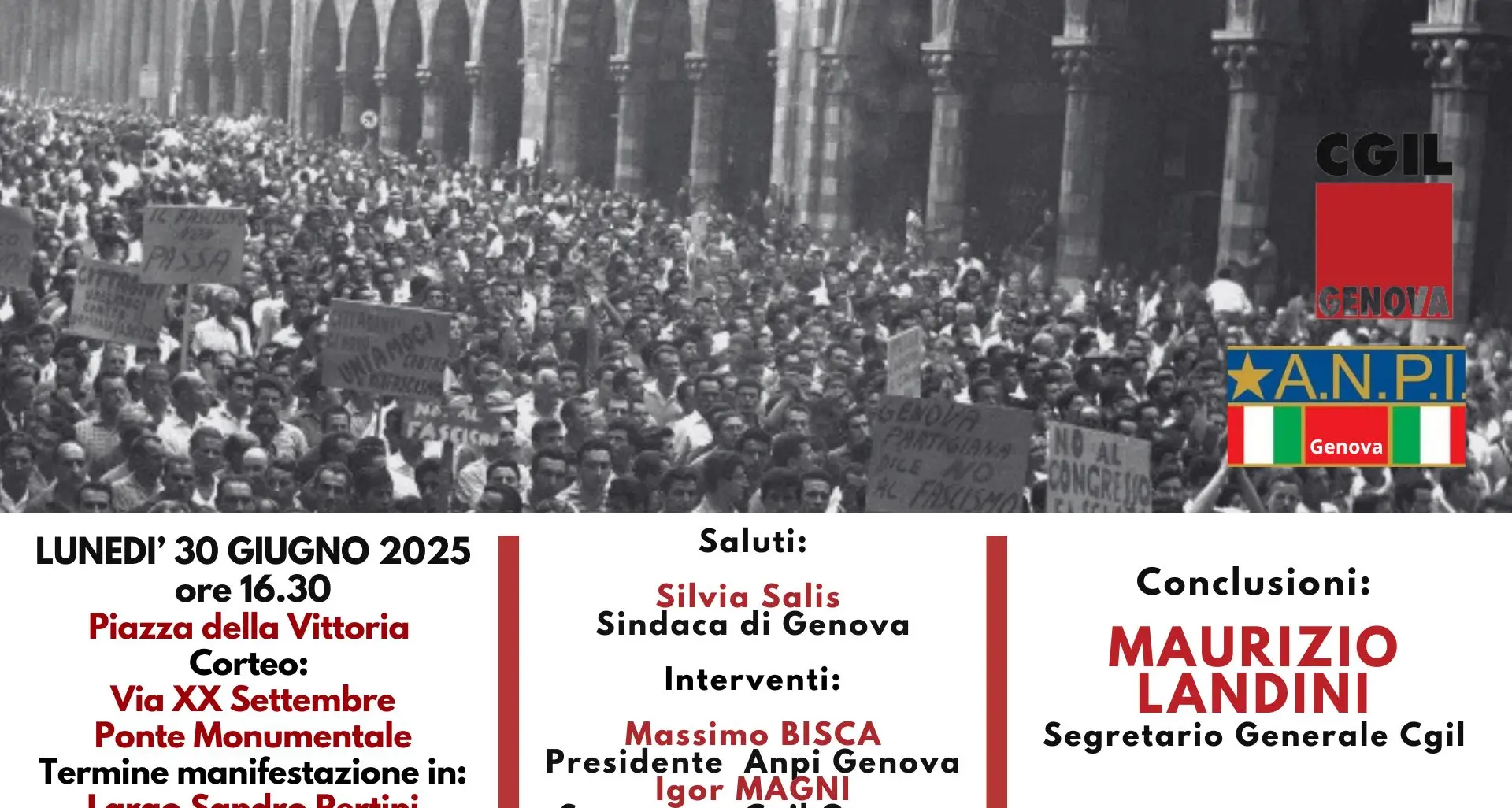 30 giugno 1960 – 30 giugno 2025: il ricordo di Cgil e Anpi con Maurizio Landini