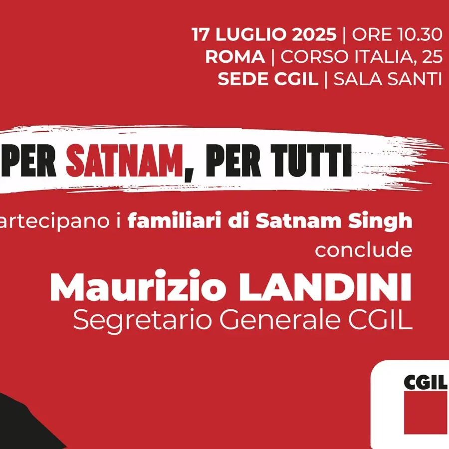 Cgil: 17 luglio Landini incontra familiari Satnam Singh