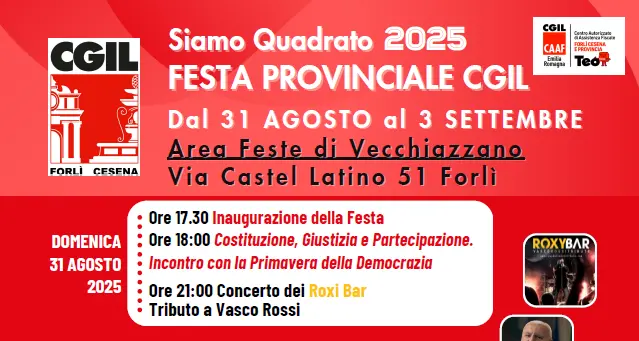 Siamo quadrato 2025, Festa provinciale Cgil Forlì Cesena