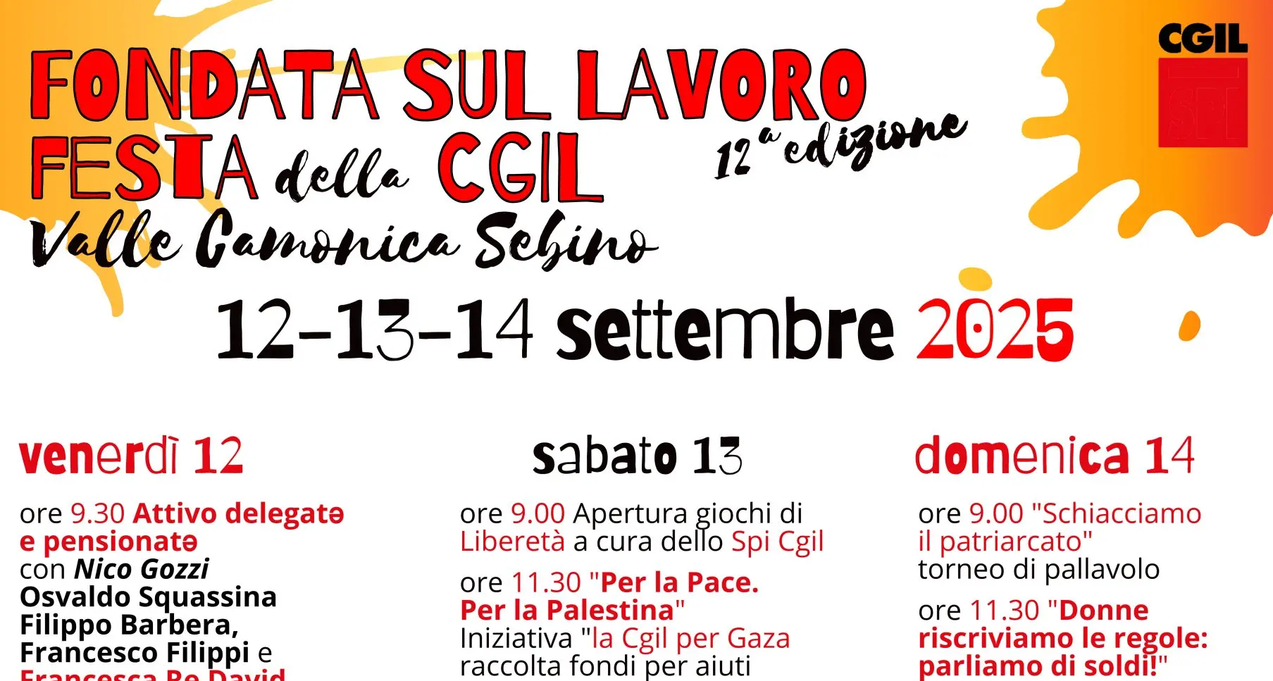 ‘Fondata sul Lavoro’ 12^ edizione della Festa della Cgil Valle Camonica Sebino