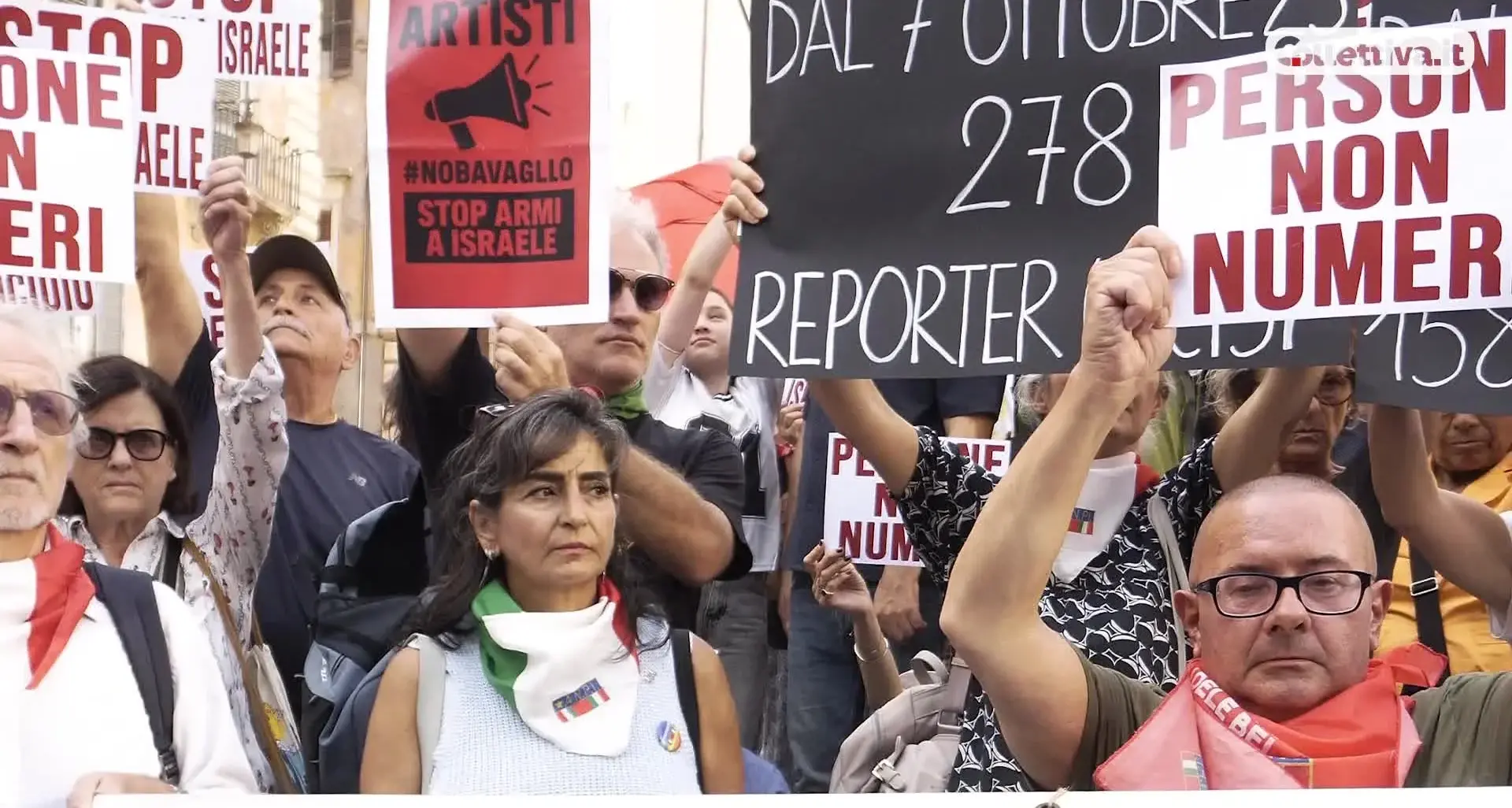 “Informare non è un crimine”. In piazza i nomi dei giornalisti uccisi a Gaza