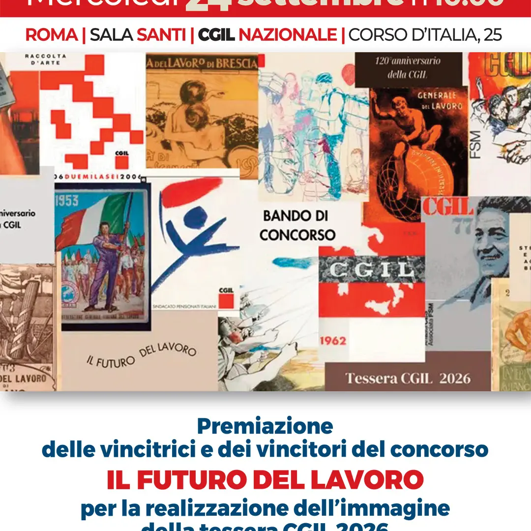 120° Cgil: il 24 settembre premiazione concorso “Il futuro del lavoro” con Landini