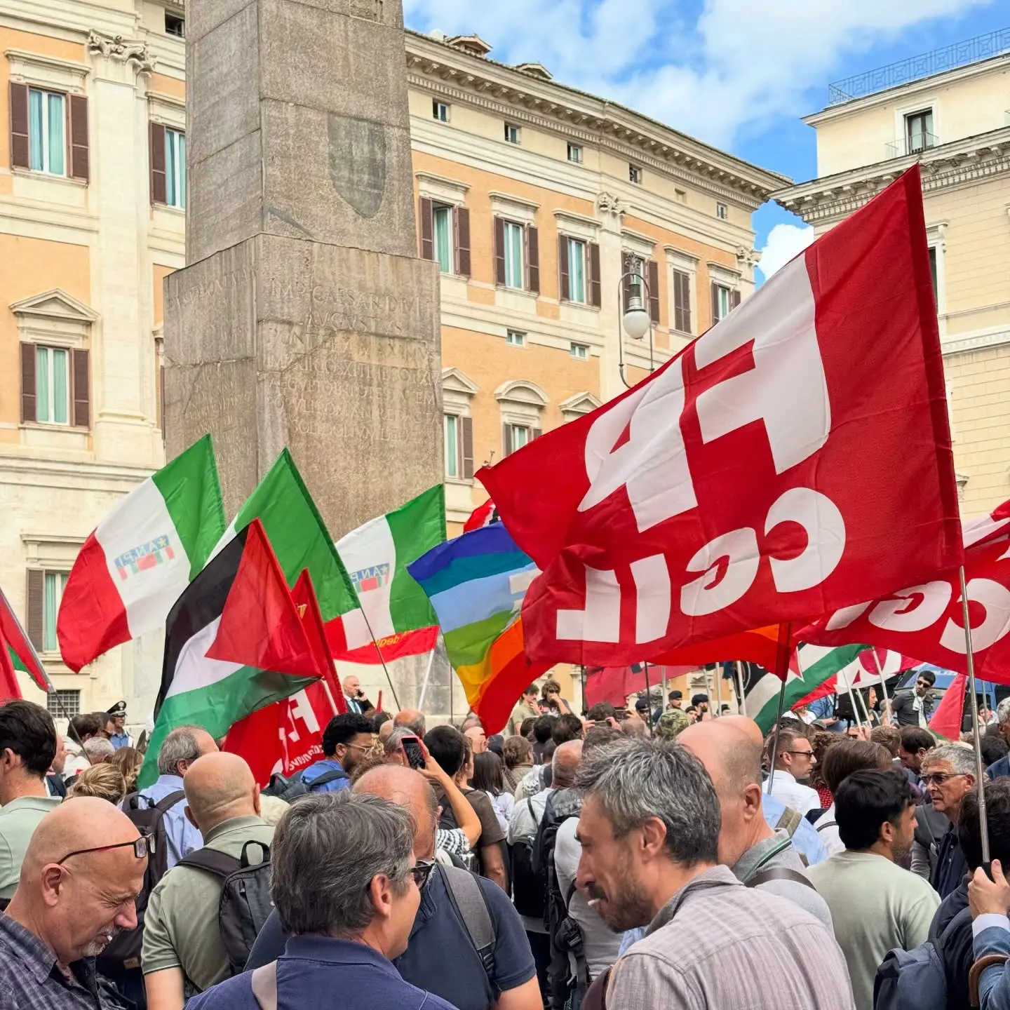 Gaza: Cgil da Piazza Montecitorio, solidarietà a Flotilla, torneremo in piazza, pronti a sciopero generale