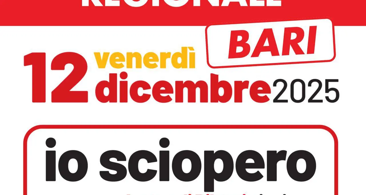 Manifestazione regionale a Bari ‘Io sciopero contro una Legge di Bilancio ingiusta’