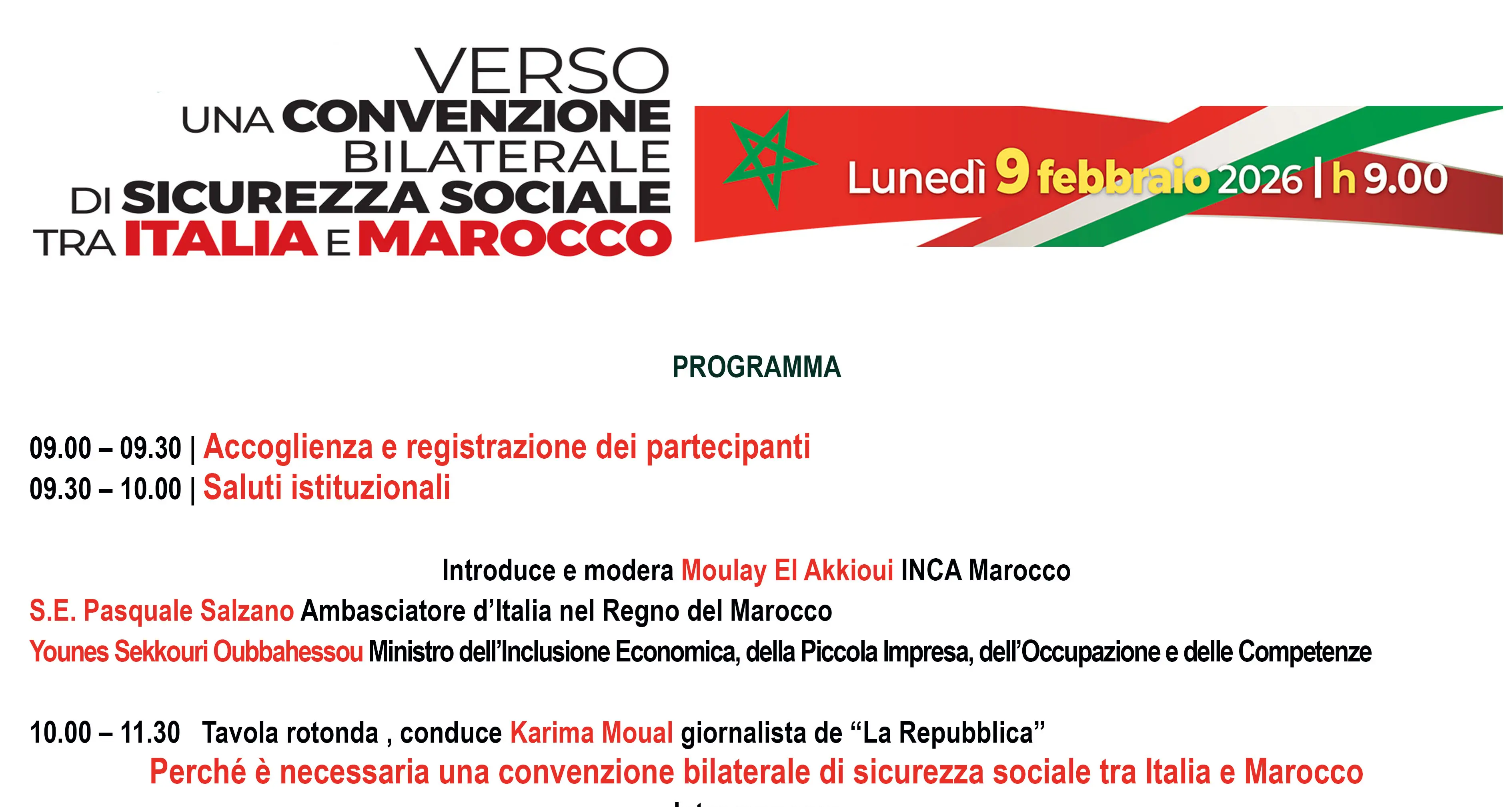 Verso una convenzione bilaterale di sicurezza sociale tra Italia e Marocco