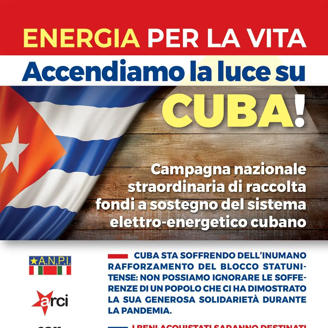 Energia per la vita. Accendiamo la luce a Cuba! Cgil, Anpi, Arci e Anaic lanciano raccolta fondi per Cuba