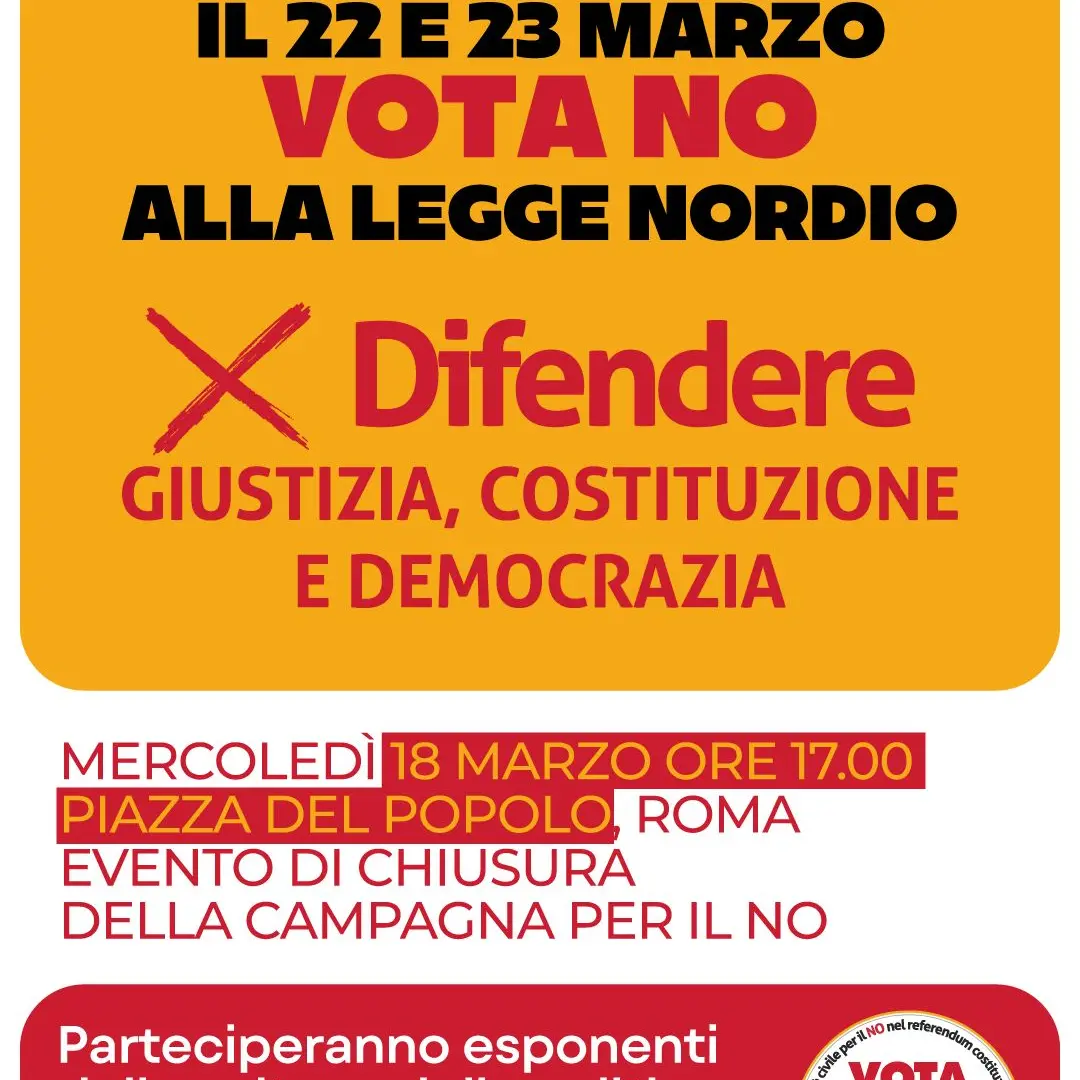 Referendum giustizia: Tutti insieme per il No. Il 18 marzo chiusura della campagna per il No a Roma in piazza del Popolo