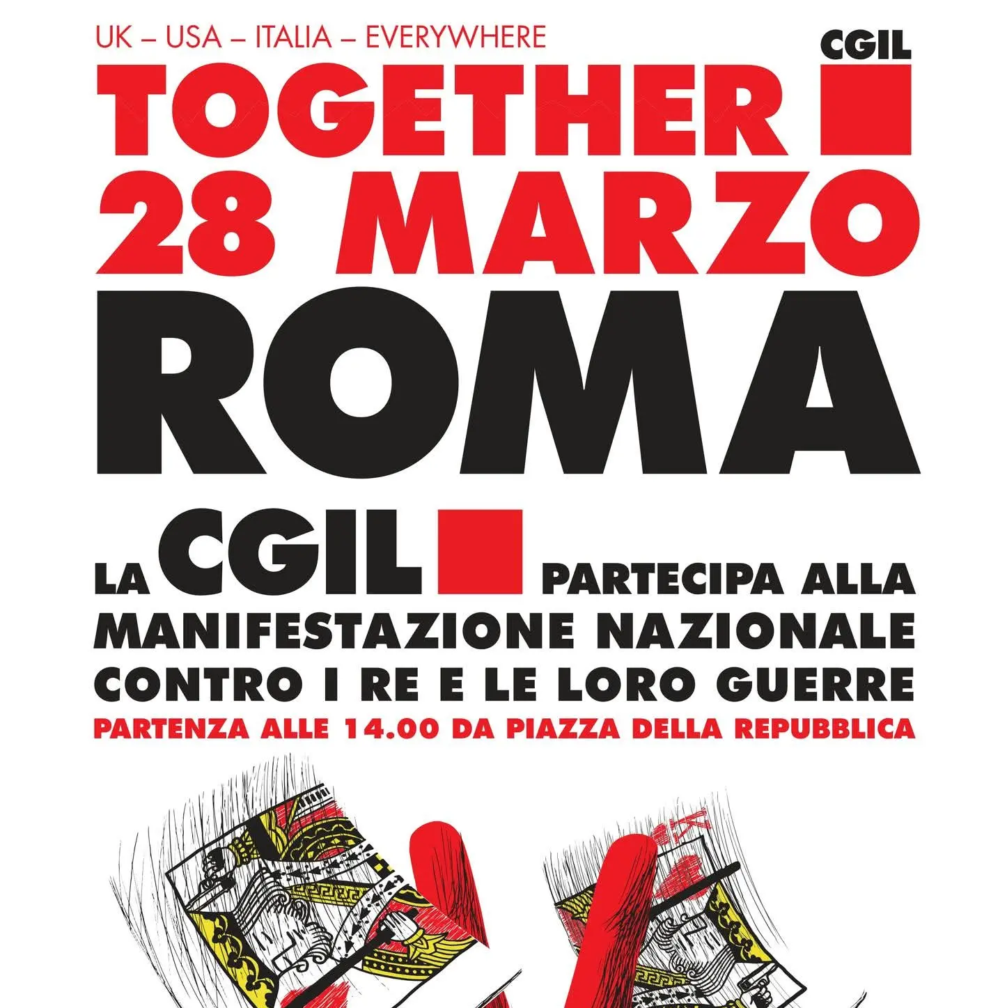 “Together”, la CGIL partecipa alla mobilitazione nazionale del 28 marzo a Roma