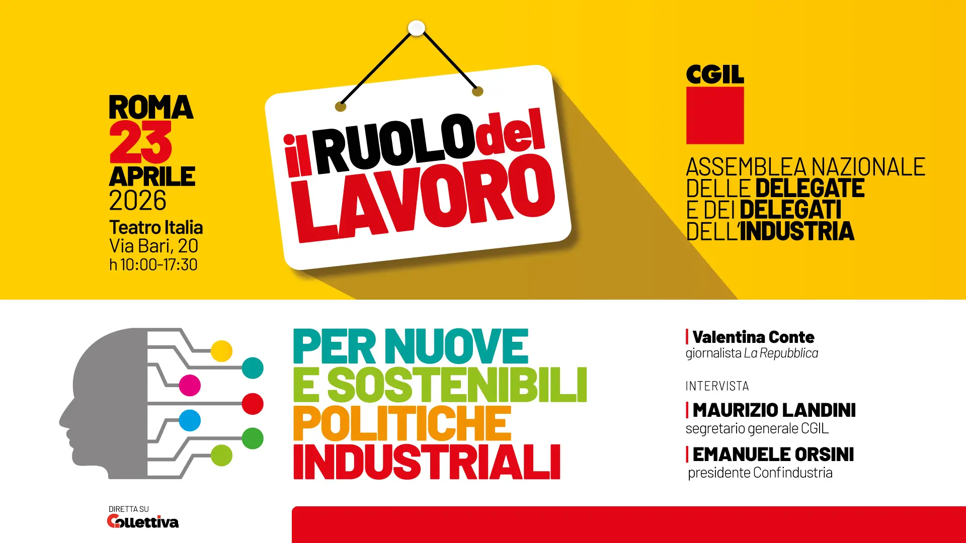 Lavoro: Cgil, 23 aprile a Roma Assemblea nazionale delegati industria. Confronto Landini - Orsini