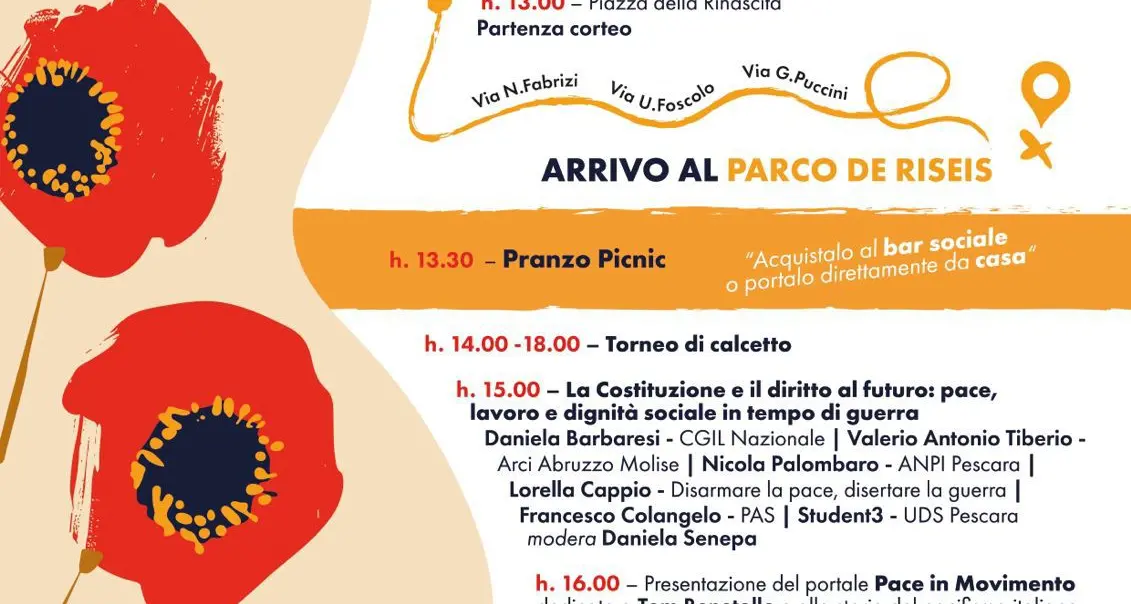 25 aprile a Pescara – La Costituzione e il diritto al futuro: Pace, lavoro e dignità sociale in tempo di guerra