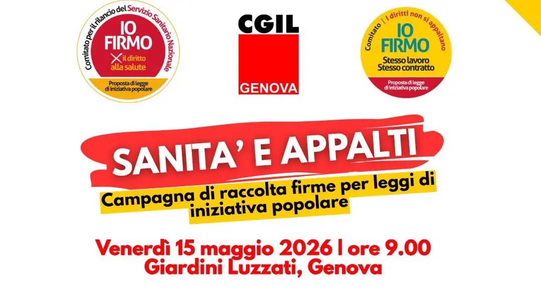 Raccolta firme proposte di legge su sanità e appalti – Assemblea Generale Cgil Genova