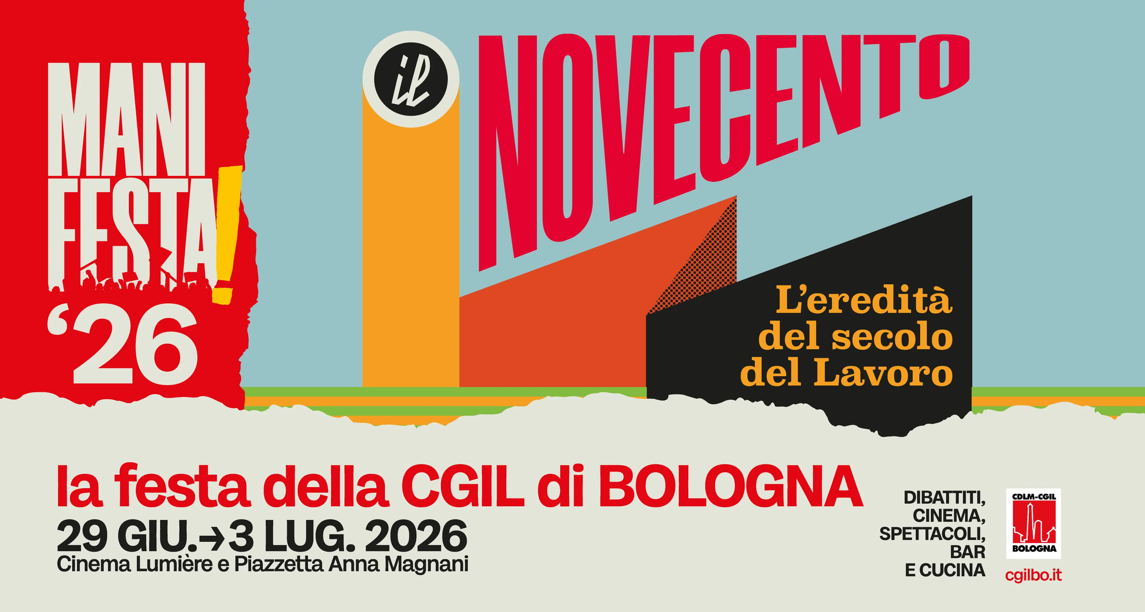 Manifesta! 2026, la festa della Cgil Bologna – Democrazia al lavoro: dal referendum sulla Costituzione alle Leggi di iniziativa popolare su Appalti e Sanità