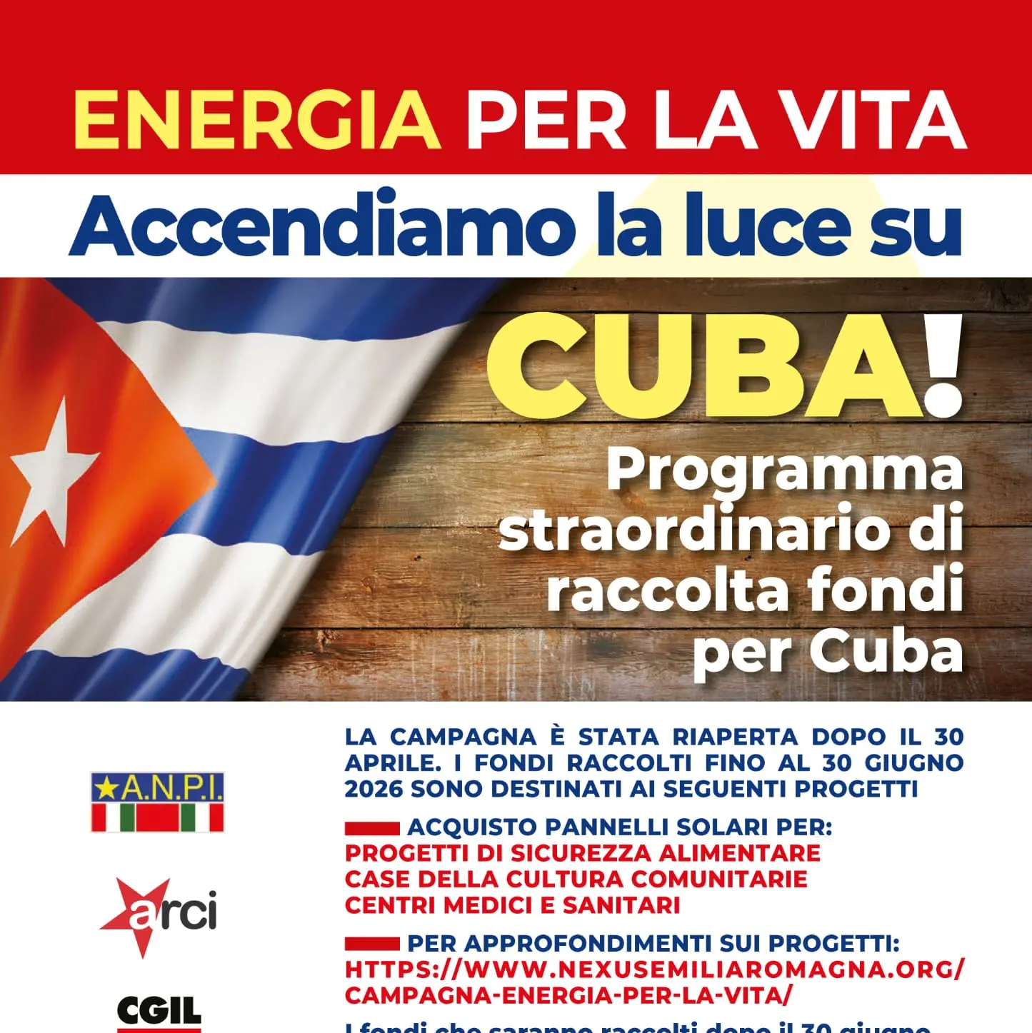 Riaperta la campagna “Energia per la Vita. Accendiamo la luce su Cuba!”