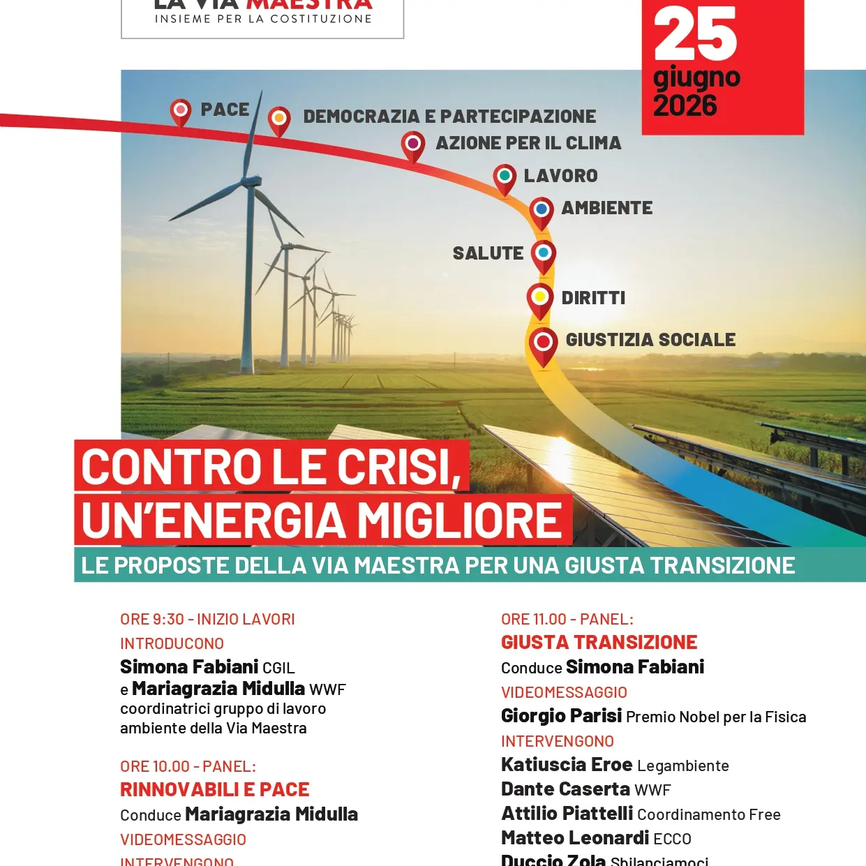 Giusta transizione, la Via Maestra presenta le proposte per un nuovo modello di sviluppo fondato su lavoro, ambiente e giustizia sociale