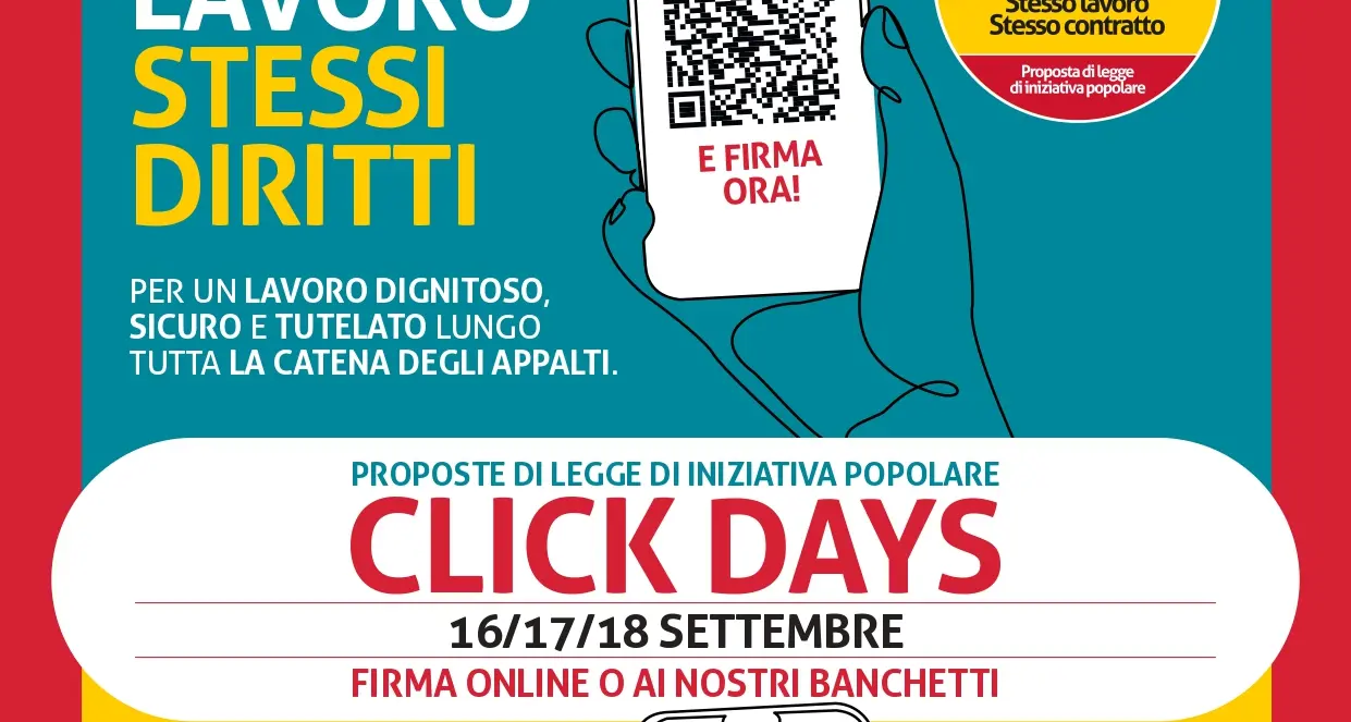 Click Days per sanità e appalti: firma le proposte di legge di iniziativa popolare della Cgil