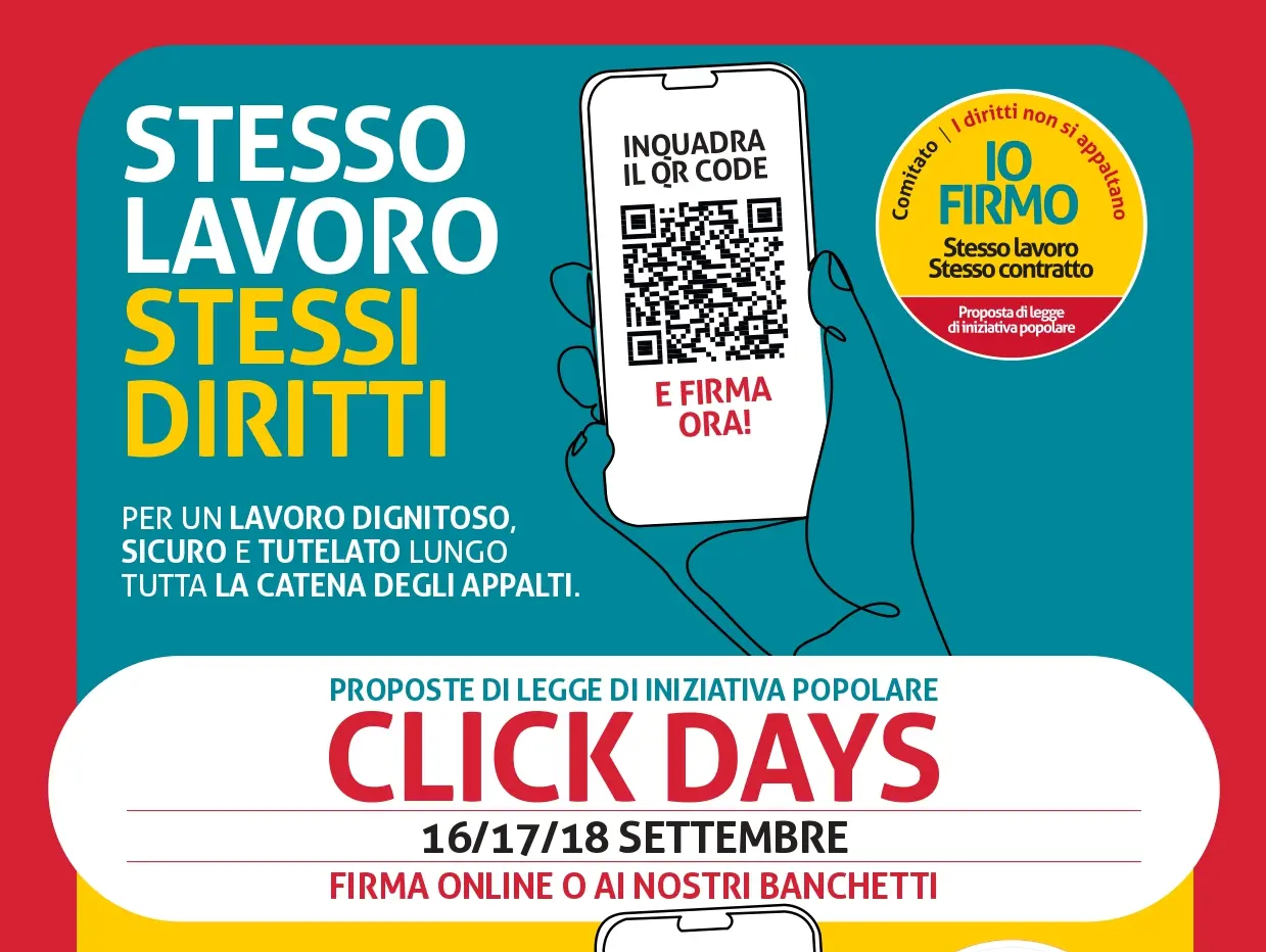 Click Days per sanità e appalti: firma le proposte di legge di iniziativa popolare della Cgil