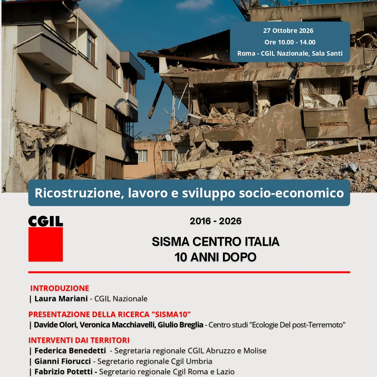 Ricostruzione, lavoro e sviluppo socio-economico. Sisma centro Italia 10 anni dopo - Diretta