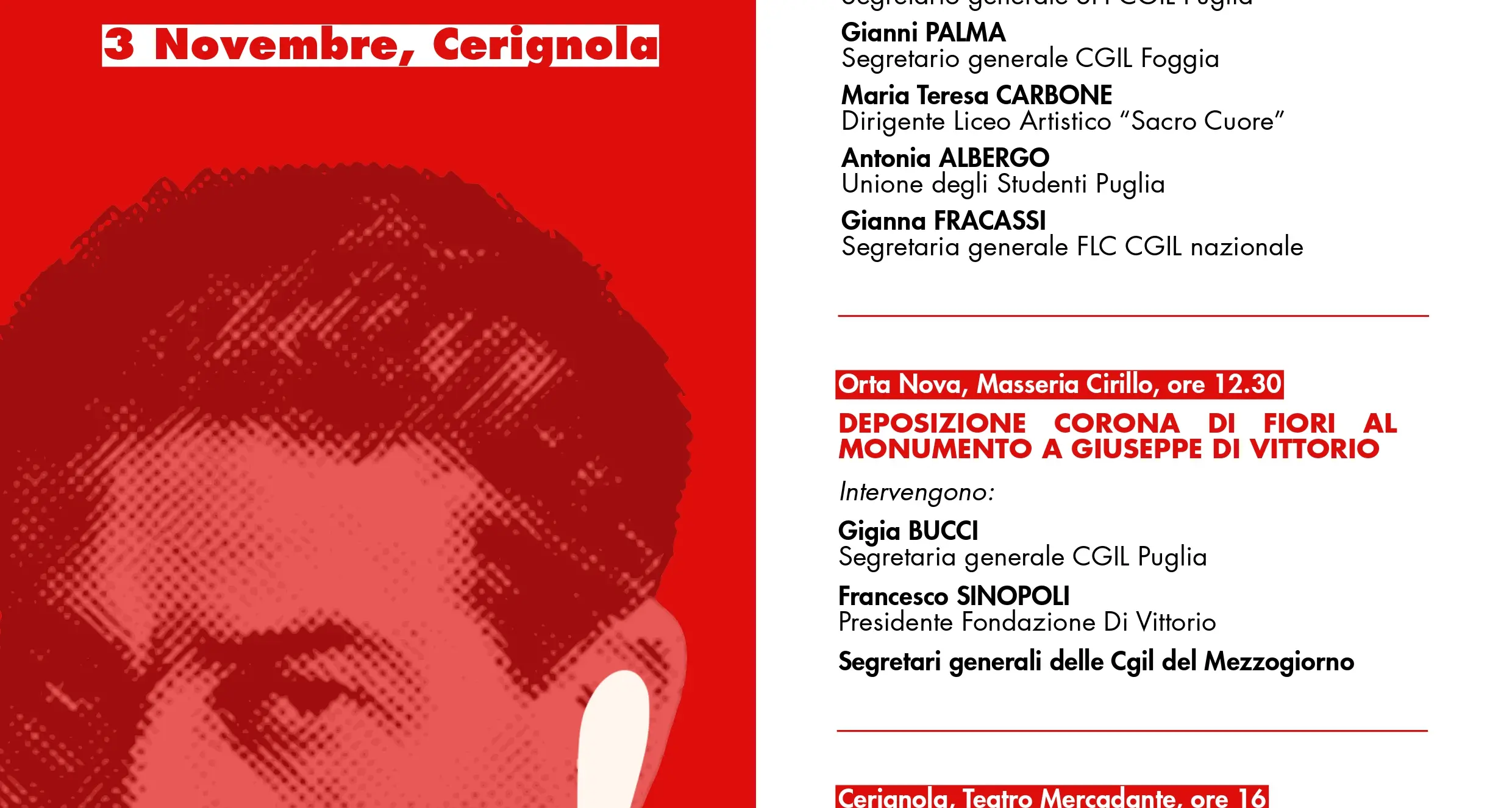 69° anniversario della scomparsa di Giuseppe Di Vittorio