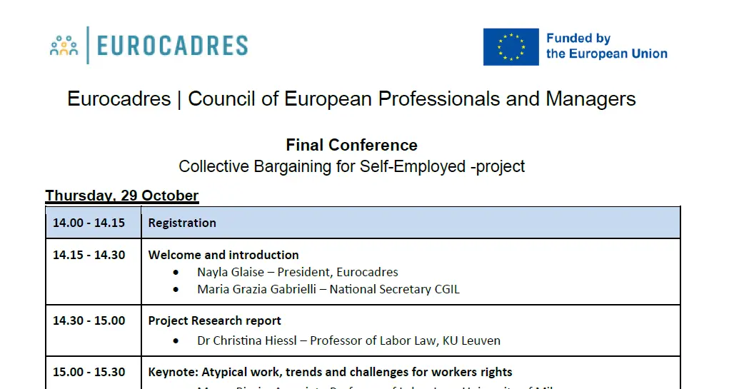 Conferenza Europea \"Rappresentanza e Contrattazione per il Lavoro Autonomo\"