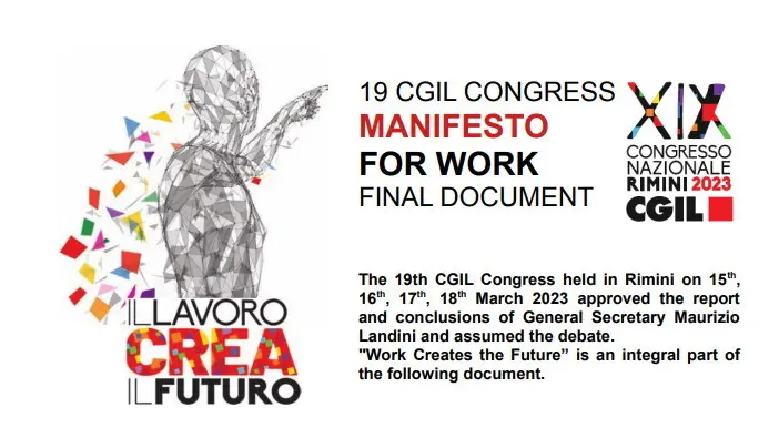 The 19th Congress of CGIL final document \"Manifesto for Work\"