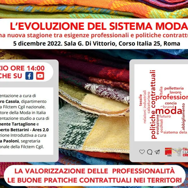 L’evoluzione del sistema moda, lunedì 5 dicembre iniziativa FILCTEM CGIL