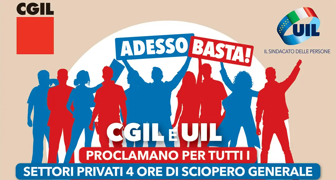 Cgil e Uil, giovedì 11 aprile sciopero generale di 4 ore per tutti i settori privati