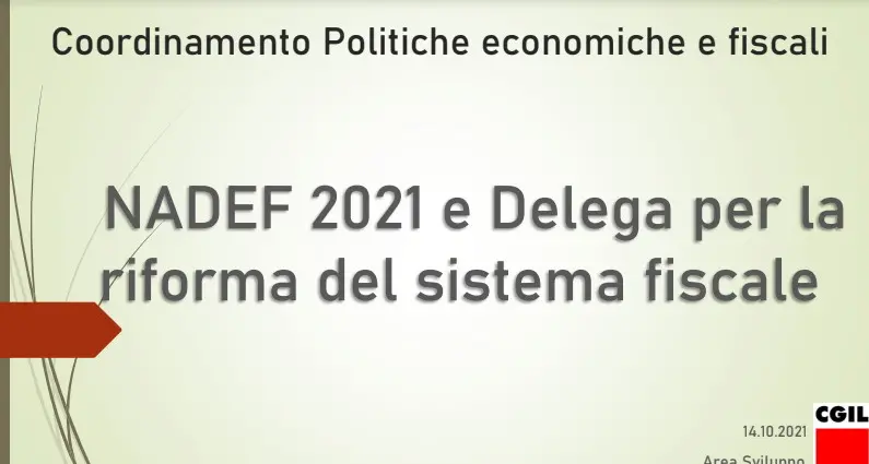 NADEF 2021 e Delega per la riforma del sistema fiscale - le slide