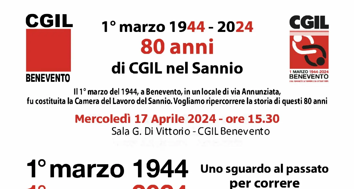 1 ° marzo 1944 - 2024 ‘80 anni di CGIL nel Sannio’